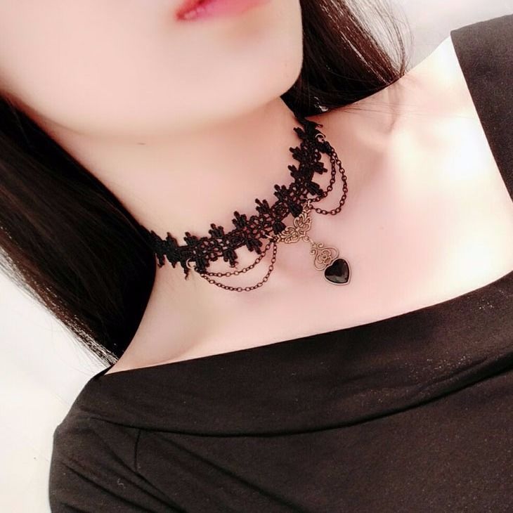 Retro Court Gothic  Multi-Layer Crystal Lace Necklace Choker Clavicle Chain - Neon North Clothing