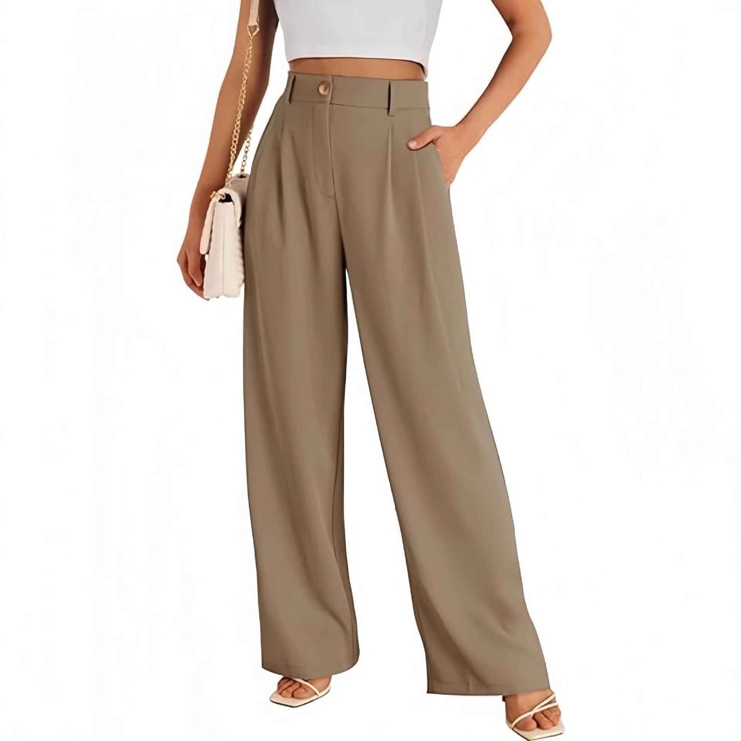 New European American Pocket Dress Pants Wide-leg Formal Trousers