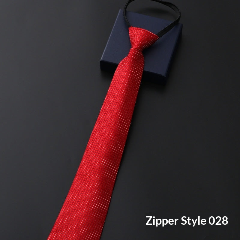 Mens Formal Zipper Tie with Blue Stripes for Business Attire - Neon North Clothing