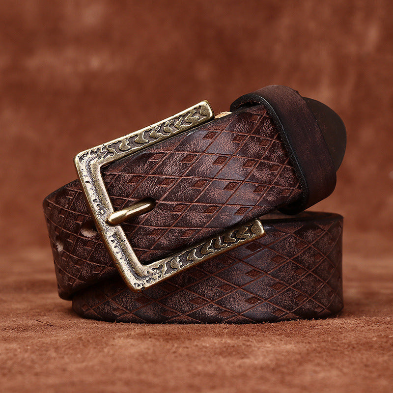 Original Diamond Carved Denim Belt for Men - Neon North Clothing