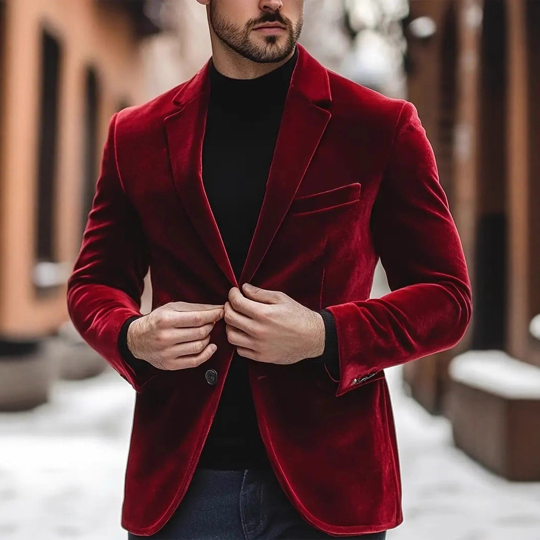 Velvet Blazer for Men – Slim-fit Wedding Suit for Stylish Occasions