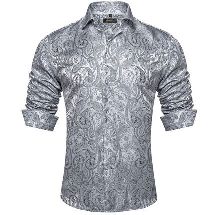 Paisley Collar Men's Shirt - Long Sleeve Button-Up for Stylish Comfort and Regular Fit - Neon North Clothing