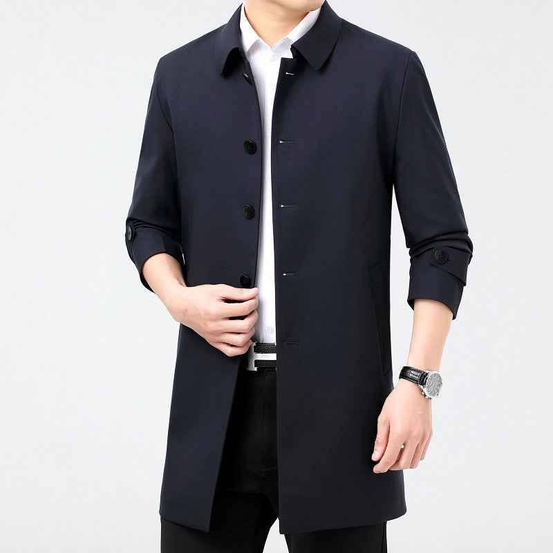 High-end Business-Casual Trench Coat for Men - Mid-Length Outerwear