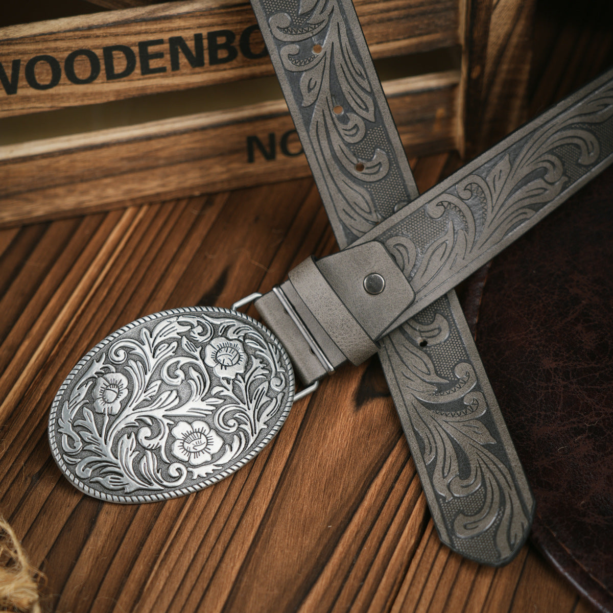 Punk Leather Denim Belt with Unique Wildlife Style Buckle - Neon North Clothing