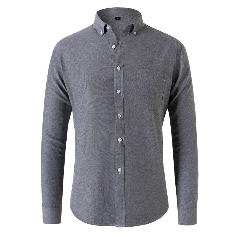 Cotton Long-sleeved Men’s Shirt - Casual Solid Color Regular Fit