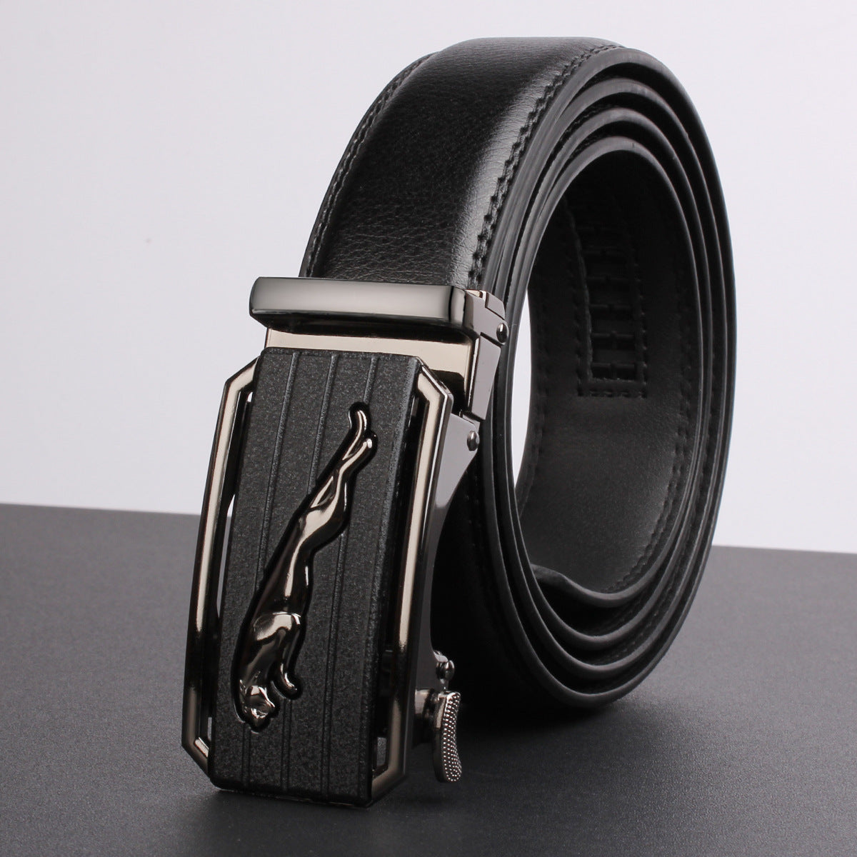 Mens Leather Belt Automatic Buckle - Genuine Leather for Comfort and Style - Neon North Clothing