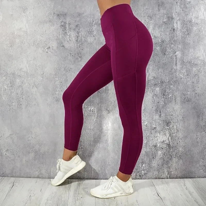 Fitness High Waist Tights Leggings with Pockets - Neon North Clothing