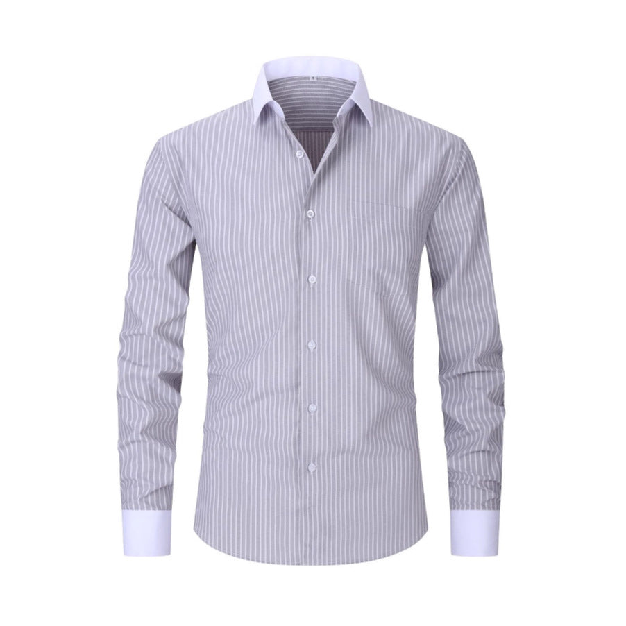 Mens Striped Iron Free Shirt - Plus Size Slim Fit Option
