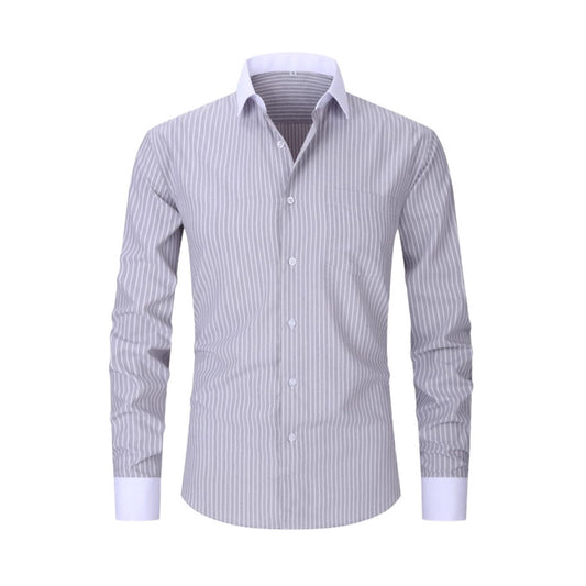 Mens Striped Iron Free Shirt - Plus Size Slim Fit Option