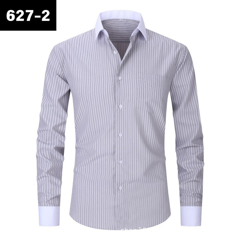 Mens Striped Iron Free Shirt - Plus Size Slim Fit Option