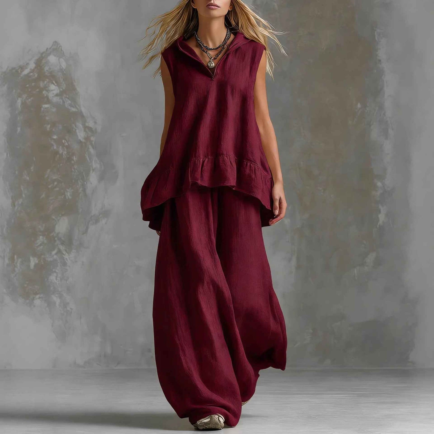 Casual Top and Wide-Leg Pants Set for Effortless Style and Comfort