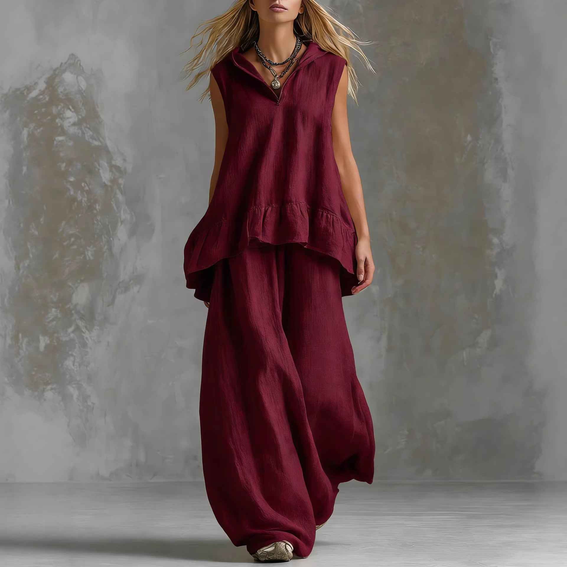 Casual Top and Wide-Leg Pants Set for Effortless Style and Comfort
