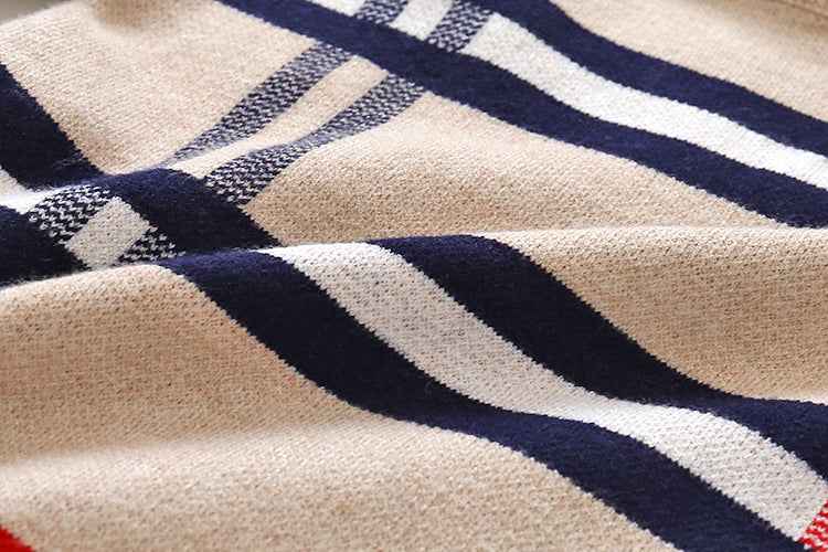 Cozy Collared Sweater with Plaid
