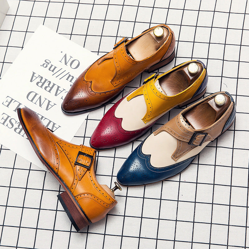 Men's Leather Color-Blocking Shoes for Stylish Comfort