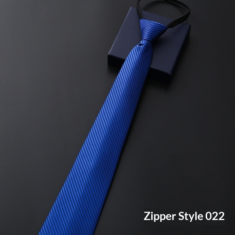 Mens Formal Zipper Tie with Blue Stripes for Business Attire - Neon North Clothing