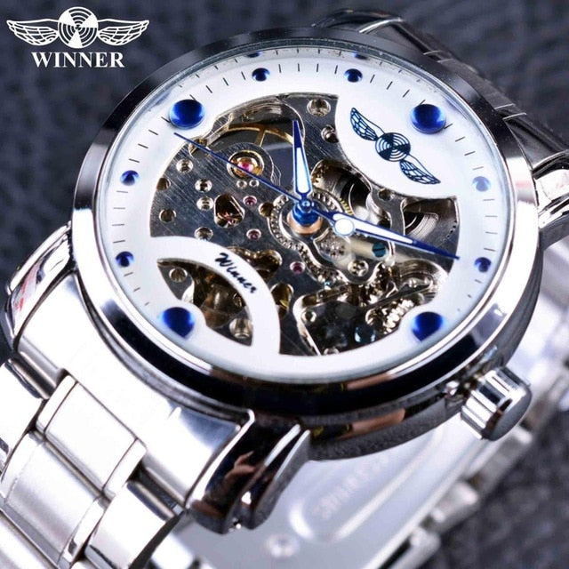 WINNER Blue Ocean Automatic Watch - Luxury Stainless Steel Men's Timepiece - Neon North Clothing