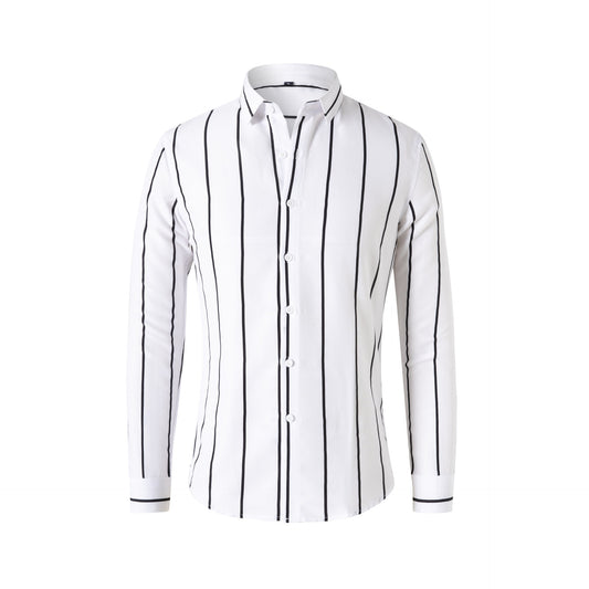 New Striped Long Sleeve Shirt for Men - Slim Fit