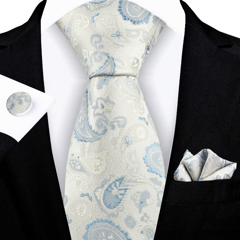 Jacquard Embroidered Tie with Cashew Pattern Design - Neon North Clothing