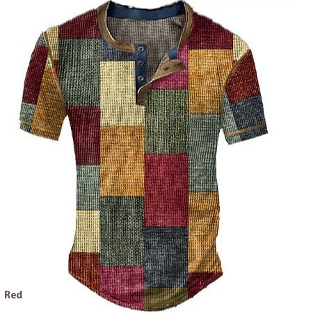 Men's Plaid Color Block T-Shirt - Short Sleeve Graphic Tee - Neon North Clothing