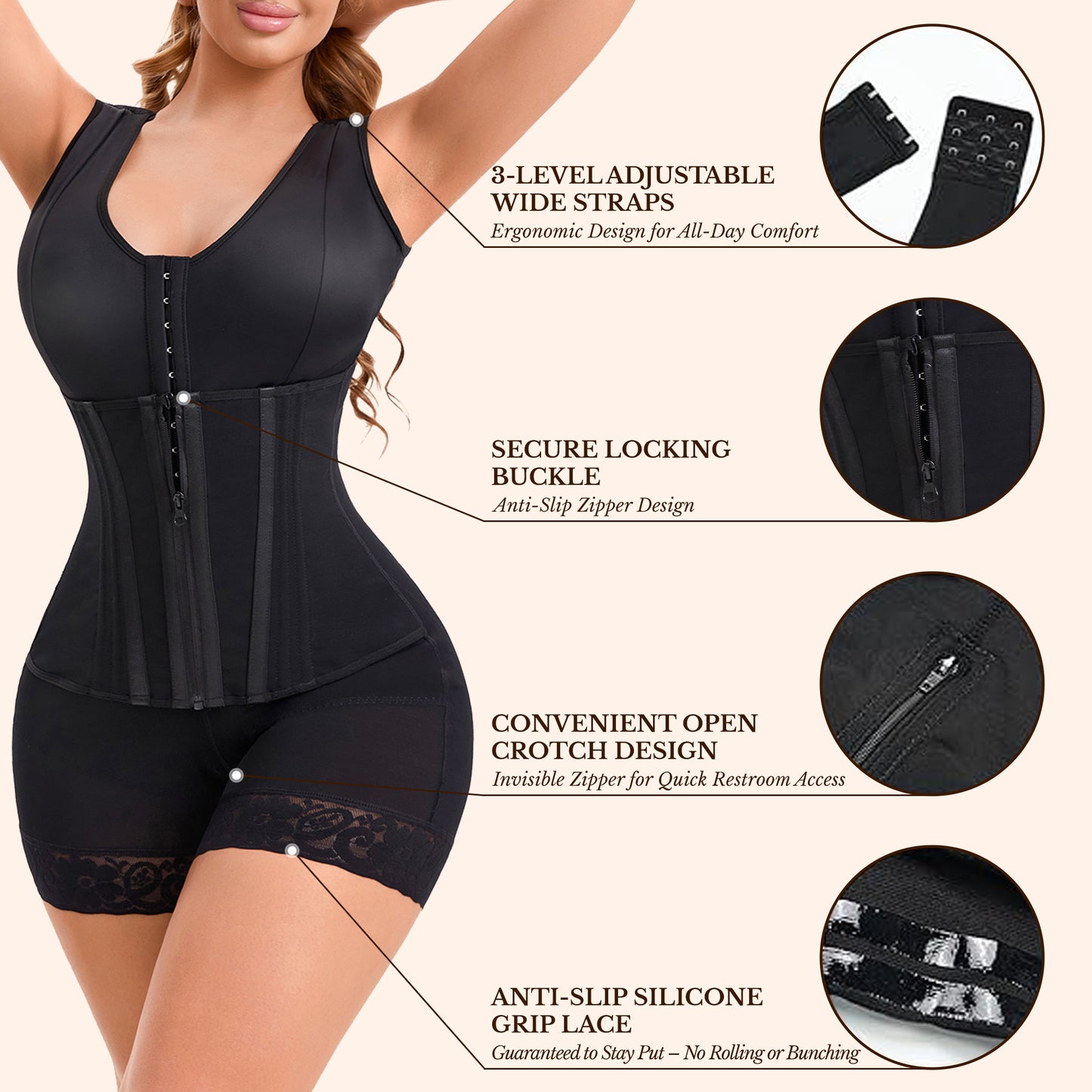 Fajas Colombianas Moldeadoras Overbust Colombian Butt Lifter Shapewear for Tummy Control & Full Body Shaping Post Surgery