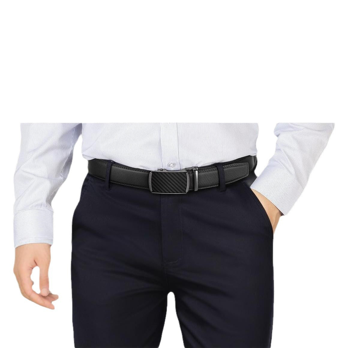 Mens Automatic Buckle Leather Belt with Matte Finish for Stylish Comfort - Neon North Clothing