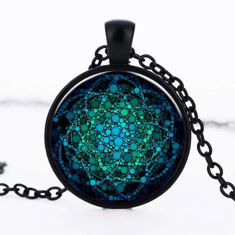 Flower of Life Glass Dome Sacred Geometry  Necklace - Neon North Clothing