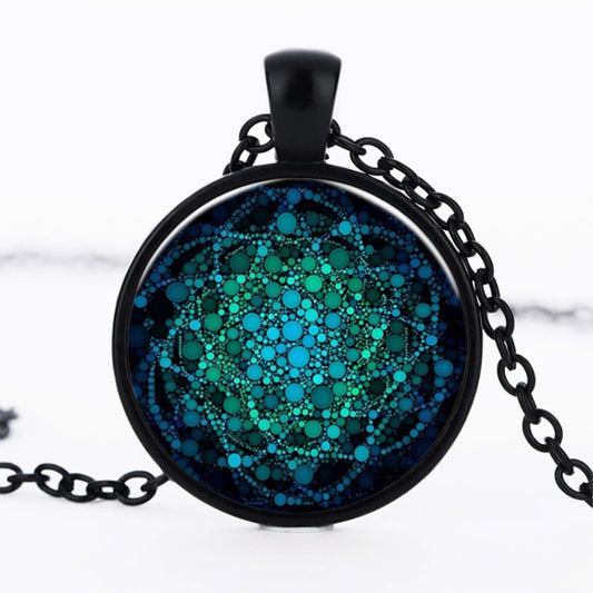 Flower of Life Glass Dome Sacred Geometry  Necklace - Neon North Clothing