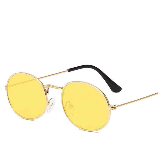 New Trend Retro Round Frame Sunglasses for Men and Women - Metal Water Drop Oval Sunglasses