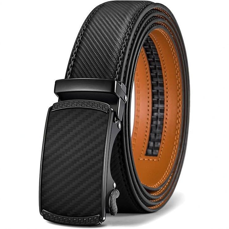 Mens Automatic Buckle Leather Belt with Matte Finish for Stylish Comfort - Neon North Clothing