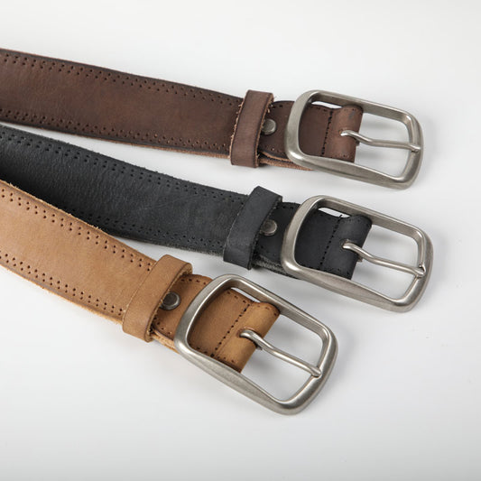 Distressed Cowhide Men's Leather Belt - Retro Style - Neon North Clothing