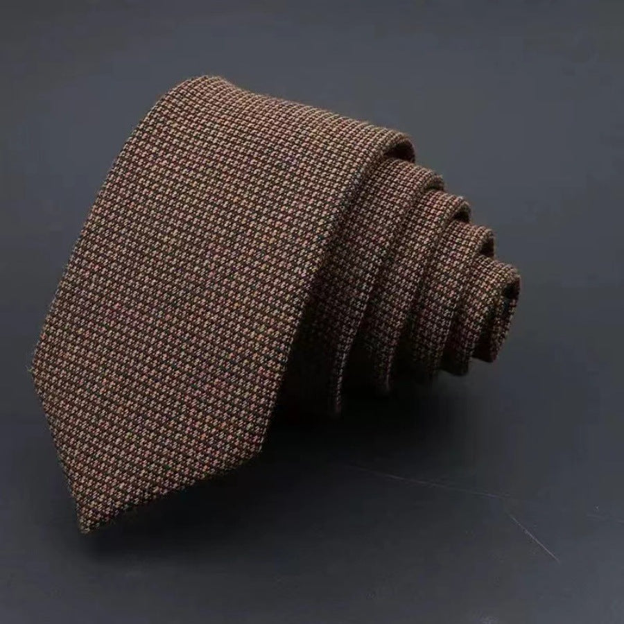 Thickened Sanded Fabric Men's Striped Cotton Tie - Solid Color Business Accessory - Neon North Clothing