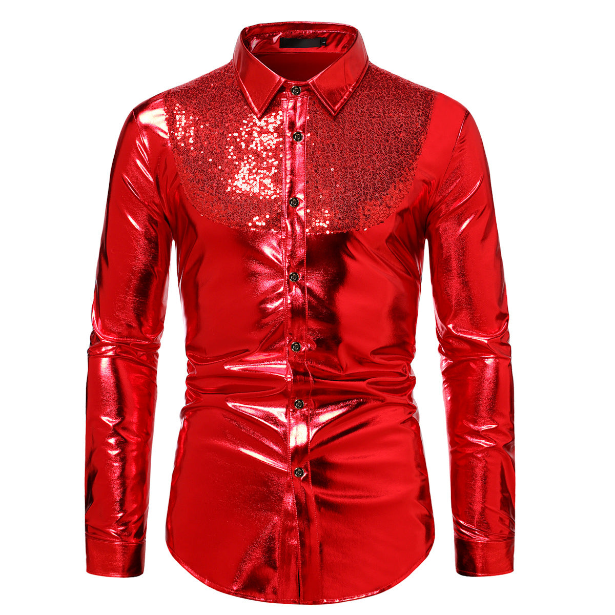 Color-blocking Sequin Disco Shirt -  Regular Fit