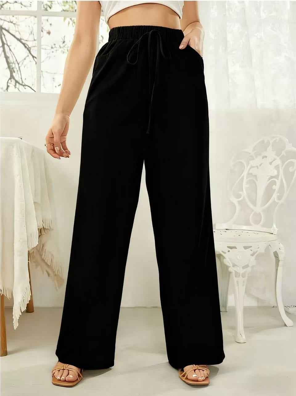 Elastic Waist Casual Trousers for All-Day Comfort