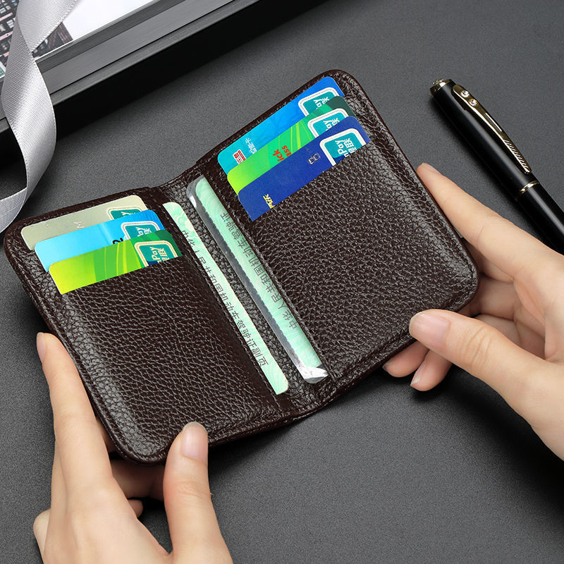 Men's Leather Card Holder - Business Leather Case with Bank Card Slots