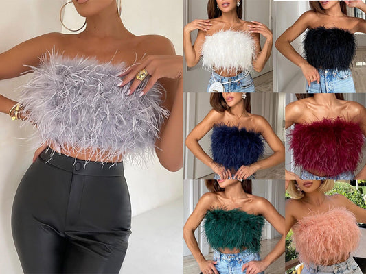 Fluffy Multi-Color Wool Bra Top - Neon North Clothing