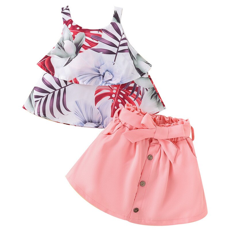Floral Tank Top and Skirt Set - Stylish Floral Leaf Print Outfit - Neon North Clothing