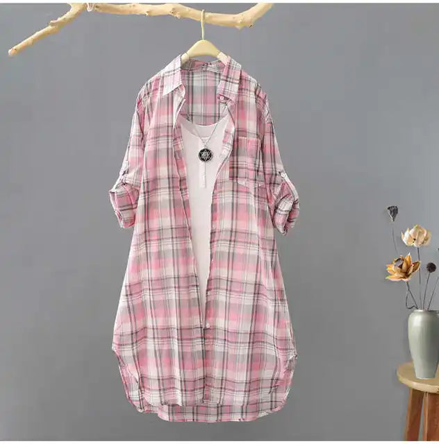 Plaid Elegant Shirt Style Blouse - Neon North Clothing