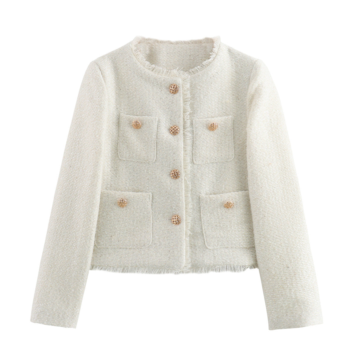 Chic Three-Color Single Breasted Shimmer Texture Tweed Jacket - Neon North Clothing