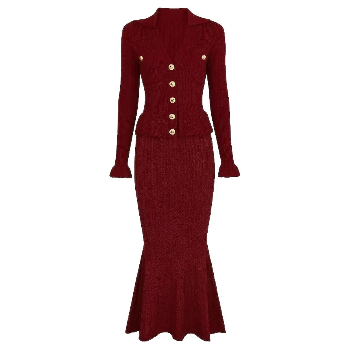 Long Sleeve Fitted Slimming Mermaid Dress - Neon North Clothing