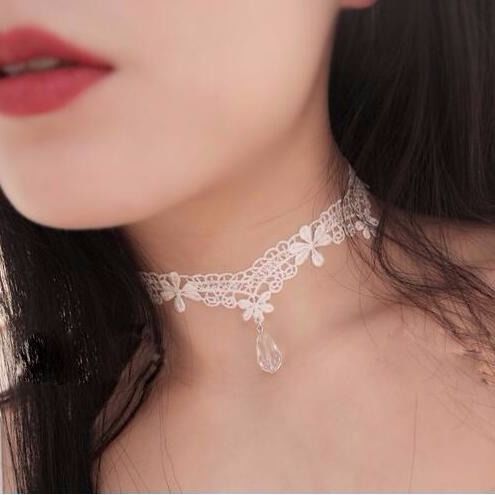 Retro Court Gothic  Multi-Layer Crystal Lace Necklace Choker Clavicle Chain - Neon North Clothing