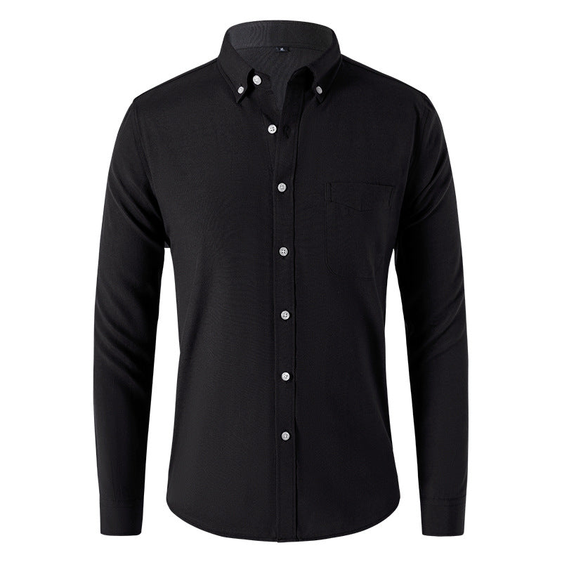 Cotton Long-sleeved Men’s Shirt - Casual Solid Color Regular Fit