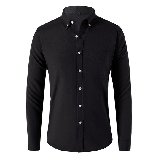 Cotton Long-sleeved Men’s Shirt - Casual Solid Color Regular Fit