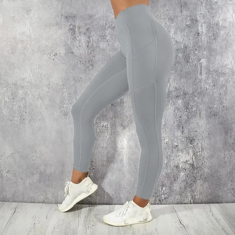 Fitness High Waist Tights Leggings with Pockets - Neon North Clothing