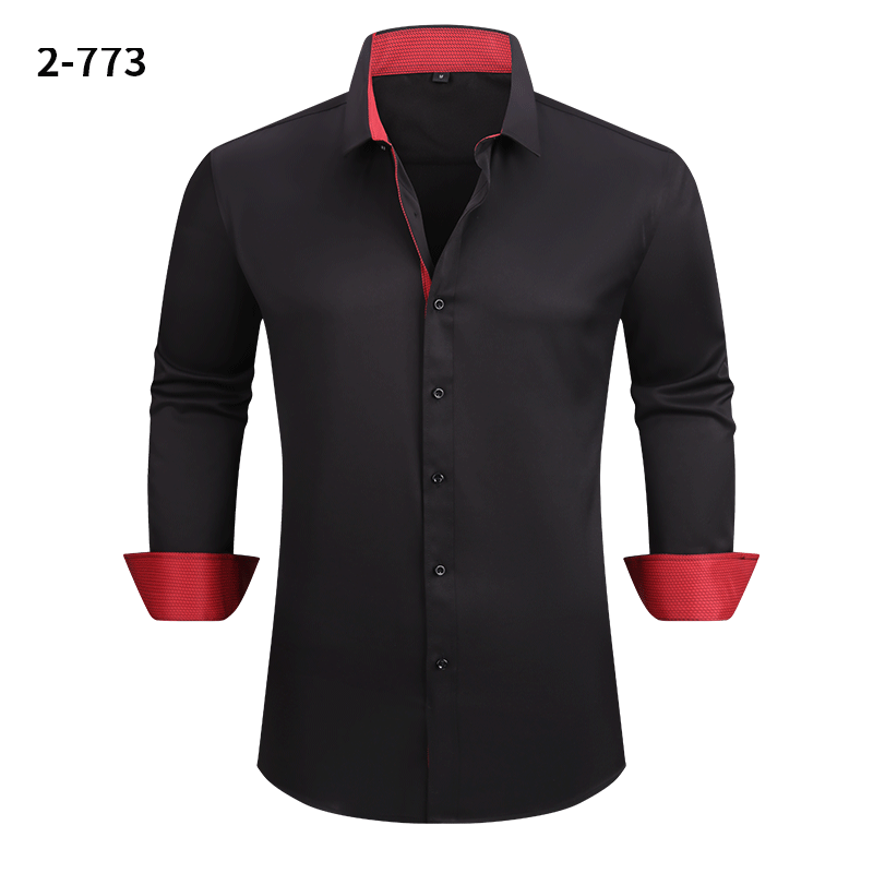 Men's Stretch Business Casual Shirt - Long-sleeved Slim Fit with Four-way Stretch