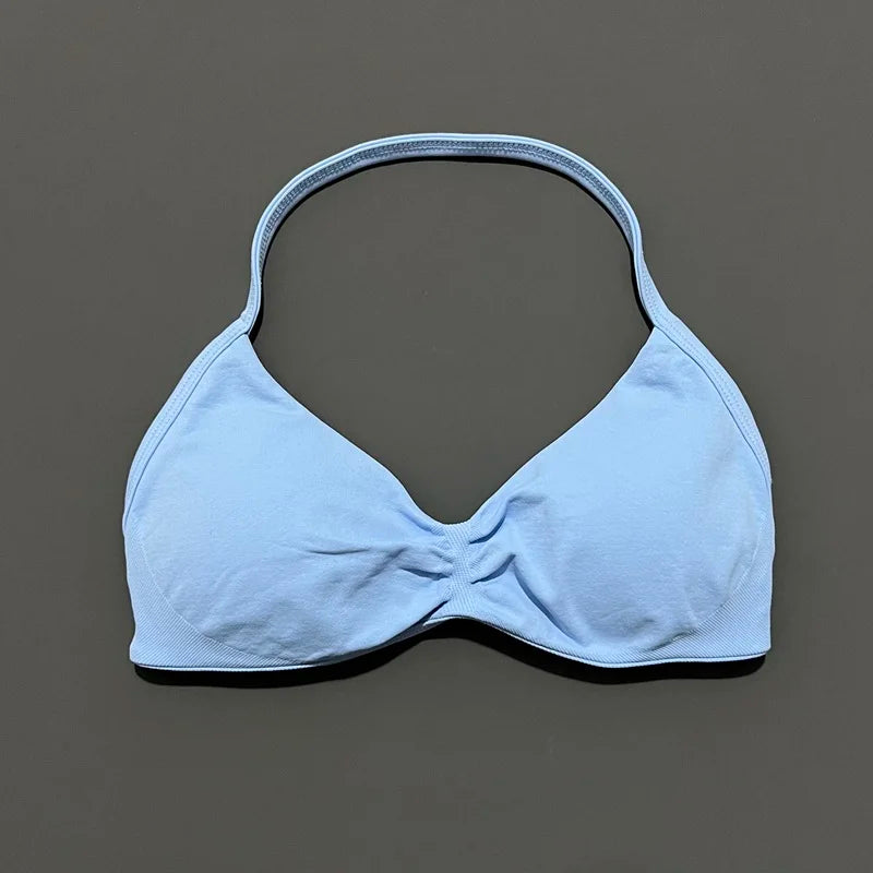 Strappy Backless Yoga Gym Bra with Push-up Removable Cups - Neon North Clothing