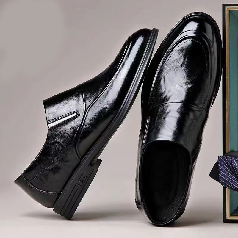 Leather Wedding Slip-On Shoes for Bridegroom | Soft Bottom Pointed Suit Shoes