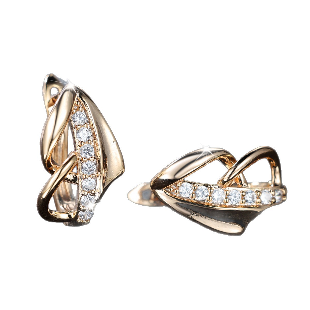 Round White Diamond Ear Clip - Minimalist Light Luxury Arrow Design