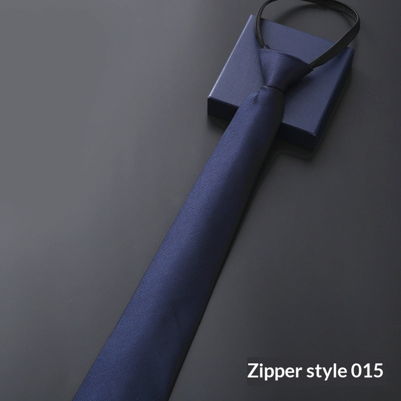 Mens Formal Zipper Tie with Blue Stripes for Business Attire - Neon North Clothing