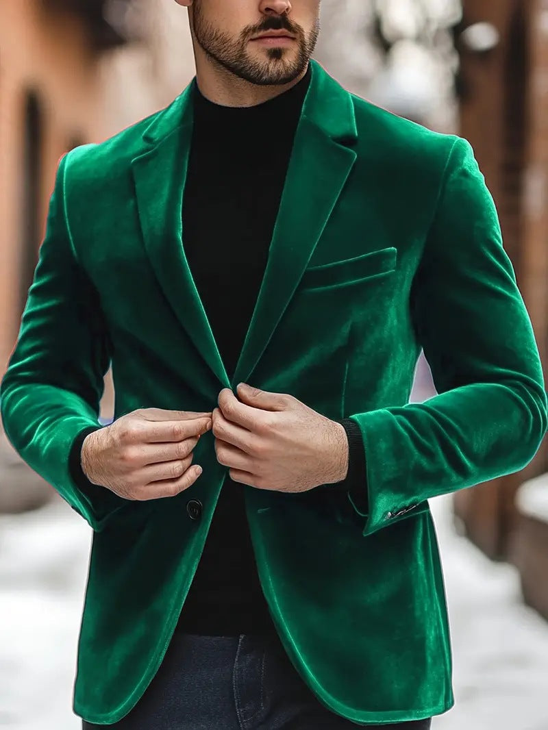 Velvet Blazer for Men – Slim-fit Wedding Suit for Stylish Occasions