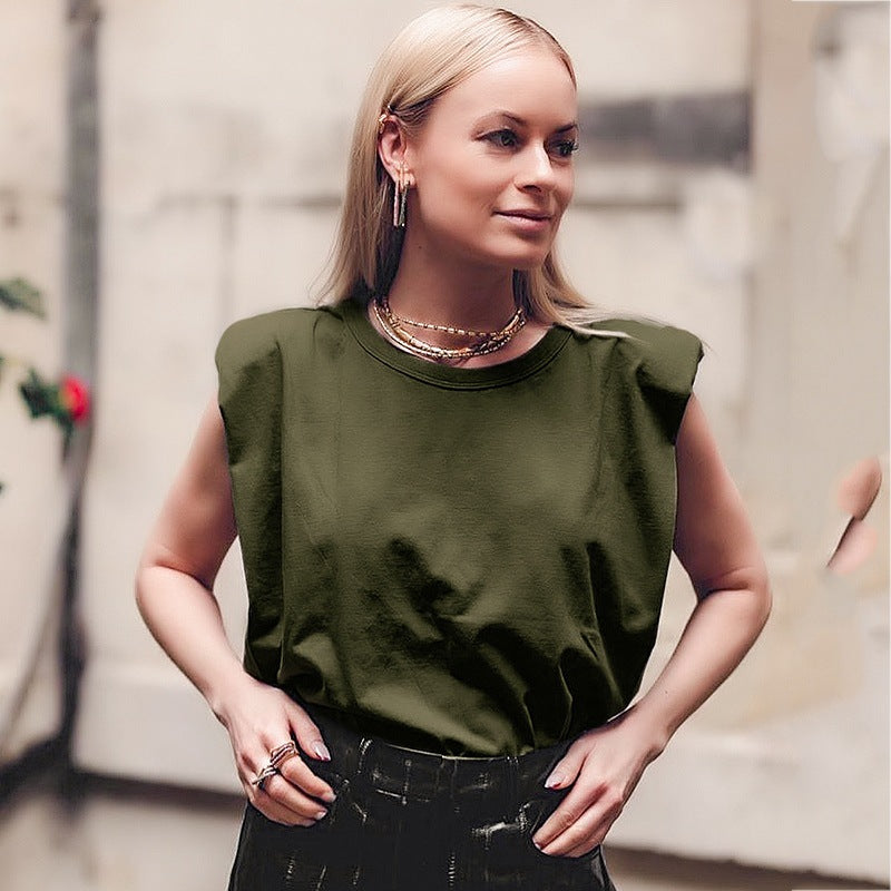 Chic Cotton O-Neck Blouse for Ladies - Casual Loose Fit - Neon North Clothing
